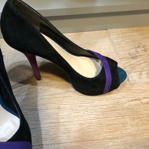 Black suede high heels